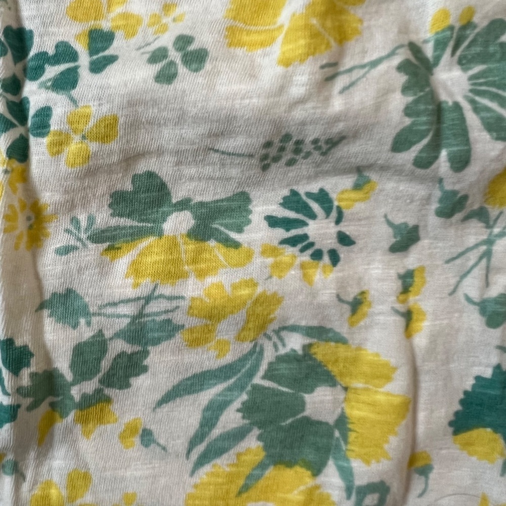 Lucky Brand Lemon Yellow Floral Ruffle Cap Sleeve Top Sz M - Picture 6 of 12